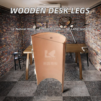 Pied de table à manger moderne réglable en hauteur, en contreplaqué d'eucalyptus avec cadre en bois, pied de bureau contemporain, cadre de panneau de meuble