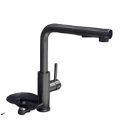 Robinet de cuisine gris anthracite moderne avec pulvérisateur extractible haute pression pour évier, lave-vaisselle et nettoyage de bouteilles