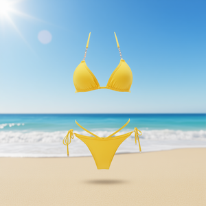 Set Bikini HDJ Giallo Taglia 42 44 46 con Spalline Regolabili Incrociate e Laccetti Laterali, Costume da Bagno e Abbigliamento da Spiaggia - Product Image 2