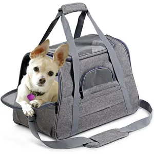 Горячая Распродажа, воздухопроницаемая складная сумка для переноски домашних животных с двойным плечом