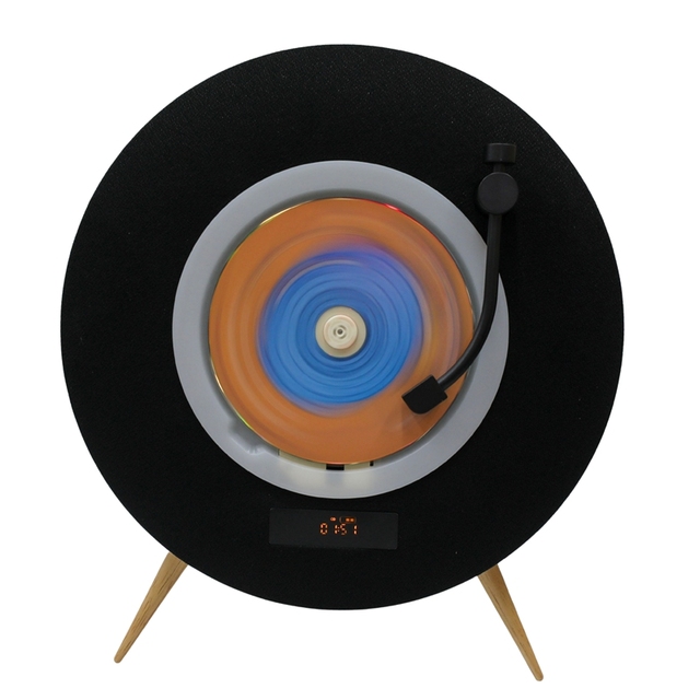 Wooden UFO Shape 5.3 4000mAh Rechargeable Nostalgic Music Album Portable CD Player