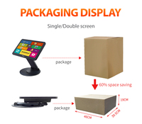 ANYPAY A1 15.6 Inch Dual Screen POS Terminal Kasir Layar Sentuh Kapasitif dengan Dudukan Putar 720 Derajat Windows Android