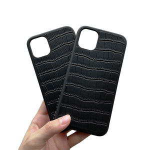 Di Cuoio reale Genuino Della Mucca di cuoio di Croco cellulare caso della copertura posteriore hot foil deboss personalizza il logo per il <span class=keywords><strong>iphone</strong></span> 12 pro max - Product Image 2