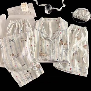 <span class=keywords><strong>Pigiama</strong></span> da donna elegante <span class=keywords><strong>con</strong></span> stampa a farfalla a 3 pezzi, abbinato a pantaloni - Product Image 2