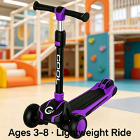 Trottinette pliable à 3 roues pour enfants, réglage de hauteur illimité, cadre entièrement en aluminium, roues larges, jouet léger pour enfants de 3 à 8 ans