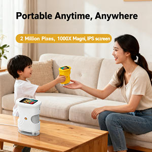 ハンドヘルド382キッズデジタル電子顕微鏡、カスタマイズ可能な2インチIPSスクリーン、2MP、1000倍LEDライト、8LEDポータブルPC - Product Image 1