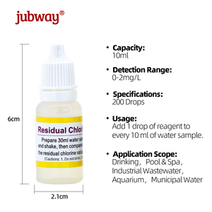 JUBWAY Reagente al Cloro Liquido Incolore 10mL 0-2mg/L per Acqua Potabile, Acquacoltura, Laboratorio e Test dell'Acqua di Piscina OEM - Product Image 6