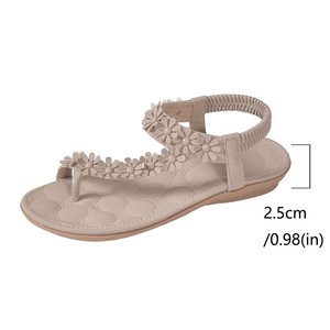 Elegant Beige Floral Flat <b>Sandals</b> With Open Toe And Back Strap Slip-On Women's Summer Shoes wholesale Proxy payment - Product Image 2