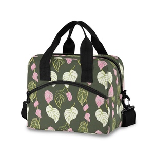 Hawaiian Custom Green Hau Leaves Print Polyester Cooler Bags Hawaii Aloha Loa Thermal Insulated Waterproof Lunch Bag for Kids - Product Image 1