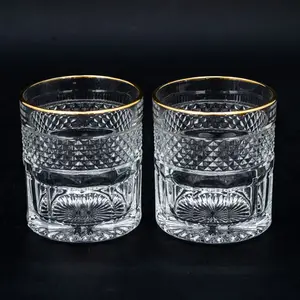 280ml Gold Rimmed Round Old Fashioned Tumbler Whisky Glass