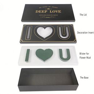 Boîtes cadeaux rectangulaires « Je t'aime » avec insert en mousse florale - Product Image 5