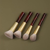 Pinceau de maquillage en poils de chèvre de luxe de haute qualité Grand manche en ébène laqué Poudre libre Blush Logo personnalisé