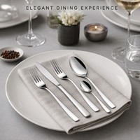 Ensemble de couverts en acier inoxydable de qualité supérieure, poli miroir, robuste, manche plat moderne, pour les restaurants et hôtels de luxe