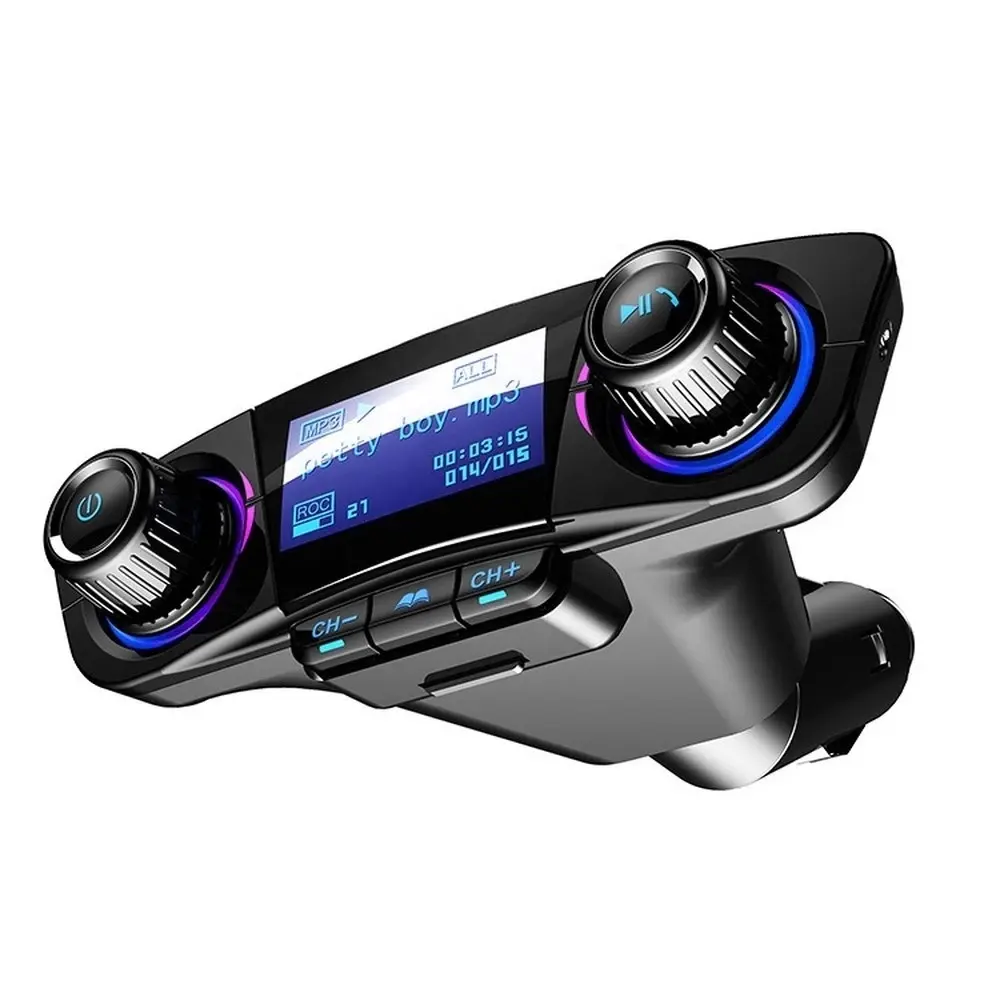 Transmissor fm para carro, kit veicular de mp3 mãos livres com rádio sem fio e reprodutor de mp3 com duel e porta usb 2 pedidos