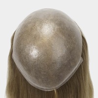 Système capillaire pour femmes, 100% cheveux humains européens, 0,08 mm, peau fine injectée, postiche lisse naturel