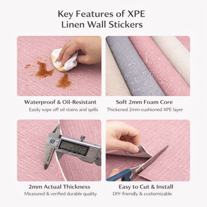 Removable Linen Textured Wallpaper, Waterproof Foam <strong>Wall</strong> <strong>Covering</strong> for Dorm Rooms - Product Image 2