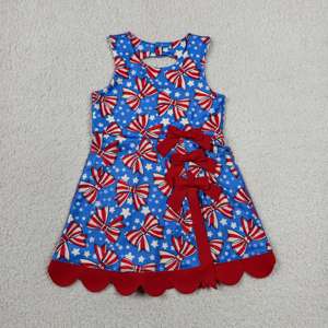 Robe trapèze respirante pour petites filles, style décontracté d'été, avec nœuds et bord festonné, idéale pour le jeu, le tennis et le yoga, collection RTS 4th of July, modèle Sœur Mignonne - Product Image 2