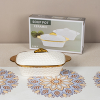 Ensemble de marmites à soupe en céramique de style luxueux avec un design en relief nid d'abeille pour la maison