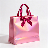 Sac fourre-tout de luxe personnalisé en papier couché rose mat, laminé et estampé à chaud avec logo pour promotions