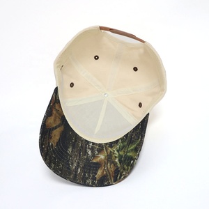 Gorra de béisbol con bordado 3D personalizada unisex al por mayor patrones de camuflaje MOQ bajo suministro de fábrica al por mayor gorra de marco de camuflaje para exteriores beige - Product Image 4