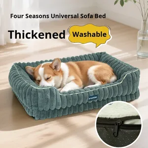 Sofá cama moderno de espuma viscoelástica ortopédica de felpa rectangular suave de piel de conejo a rayas de lujo al por mayor de fábrica para invierno - Product Image 2