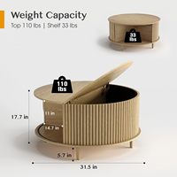 Mesa de Centro Convertible de Madera Clara con Tapa Abatible y Almacenamiento Oculto, Diseño Escandinavo para Sala de Estar