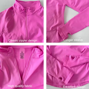 Loạt nửa Zippy phòng tập thể dục hàng đầu dài tay áo chạy Áo khoác phụ nữ Yoga Pilates quần áo thể thao liền mạch Áo sơ mi tập thể dục tập thể dục - Product Image 6