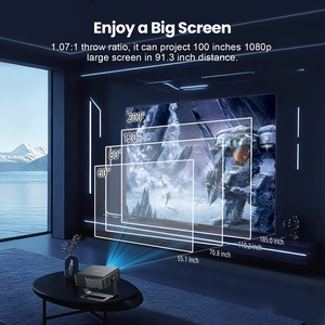Projecteur intelligent avec applications intégrées, système Android 14, 2+16 Go, pour films, entièrement scellé, mini-support, poignée, résolution native 1080P, 450 lumens ANSI - Product Image 5