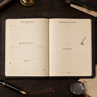 Carnet de notes LABON en cuir PU vintage, bords dorés, fermeture antique bronze, style Dark Academia, planificateur de recherche