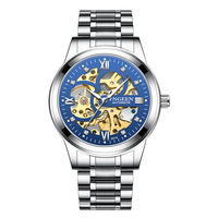 Montre mécanique automatique Fngeen 6018 haut de gamme, double face, creuse, incrustée de diamants, lumineuse, pour homme, charme unique