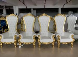 Venta al por mayor de China de fábrica de oro de respaldo alto pedicura Rey reina trono <span class=keywords><strong>Silla</strong></span> de boda - Product Image 3