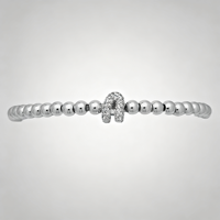 Bracelet en perles bulles avec lettre en zircon couleur or blanc pour femme, bijou tendance, vente en gros