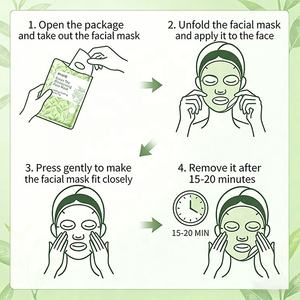 Mascarilla Facial de 120g con Té Verde, Revitalizante para la Piel, Antioxidante Orgánico, Centella Asiática, Aloe, Ácido Hialurónico, Niacinamida, Cuidado de la Piel - Product Image 4