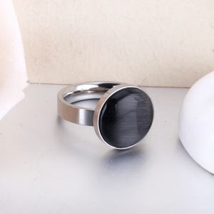 <b>Fashion</b> Large Black Opal <b>Rings</b> for <b>Women</b> Stainless Steel Wedding Party <b>Rings</b> Jewelry - Product Image 6