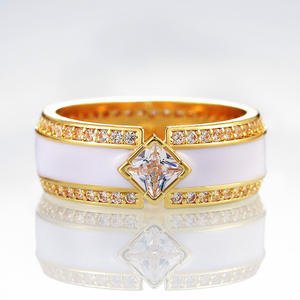Anelli con Diamanti F456 in Oro Massiccio 18K, Taglio Princess, Diamanti Naturali, Fede Nuziale Unisex, Colore D, Diamante Bianco - Product Image 6