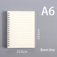 Agenda de bolsillo A6 para estudiantes, cubierta transparente impermeable de pp, espiral escolar, línea de leche, cuaderno de cuadrícula en blanco, barato, gran oferta