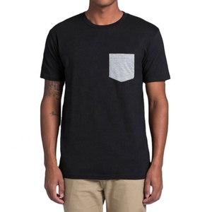 T-shirt à poche poitrine vierge de qualité supérieure, personnalisable, faible MOQ, pour hommes, 100% coton - Product Image 1