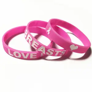 Factory Customized Pink Plain Glowing Soft Rubber Bracelet Alphabet Promotional Wristbands