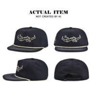 Casquettes en corde personnalisées avec logo brodé, casquette de baseball 5 panneaux, casquette de rodéo, casquette snapback non structurée, casquettes de baseball en nylon, vente en gros
