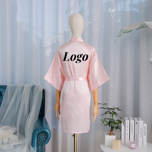 Custom Mulheres Luxury Robes Bride Sexy Sleepwear Plain Color Opcional Ice Silk Robe Stain Sleepwear para Lady - Product Image 2