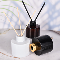Bouteille diffuseur de couleur personnalisée de luxe vide rechargeable ambre mat noir givré bouteille diffuseur de roseau en verre avec désodorisant en bâton