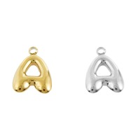 Gold 304 Stainless Steel Initial Pendant Bubble Letter Alphabet Puffy Loose Charms Components for Unisex Men Women Jewelry