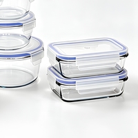Ensemble de récipients de conservation alimentaire empilables en verre borosilicate de haute qualité, écologiques, hermétiques, compatibles micro-ondes et anti-fuite