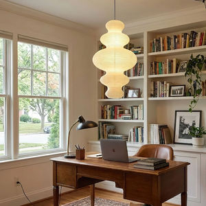 Branchez la suspension Wabi Sabi japonais nordique chambre mûrier papier bambou métal facile à installer Akari Juni pendentif <span class=keywords><strong>Swag</strong></span> lampe - Product Image 4