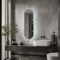 Miroir de salle de bain LED en acier inoxydable, rétroéclairé, avec cadre, pour hôtel, spa, anti-buée, moderne, mural, décoratif