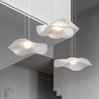 Fleur de Lotus Blanc Tissu Suspension Bar Rétro Décoration Restaurant Lustre Moderne Salle À Manger Décor