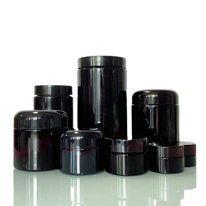 100ml 150ml 250ml Glass Black Uv Round Cosmetic Violet Glass Jar Refillable Container With Black Lid - Product Image 2