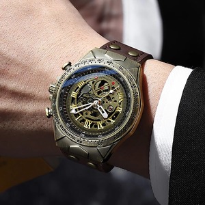 Reloj Mecánico Automático de Moda para Hombre, de Cuero, Cómodo, con Doble Esfera Hueca y Puntero Luminoso - Product Image 5