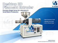 Ligne de production de filament pour imprimante 3D de laboratoire SJ20, compatible avec PLA, PETG, ABS, PEEK, et la production de filament en fibre de carbone pour tests.