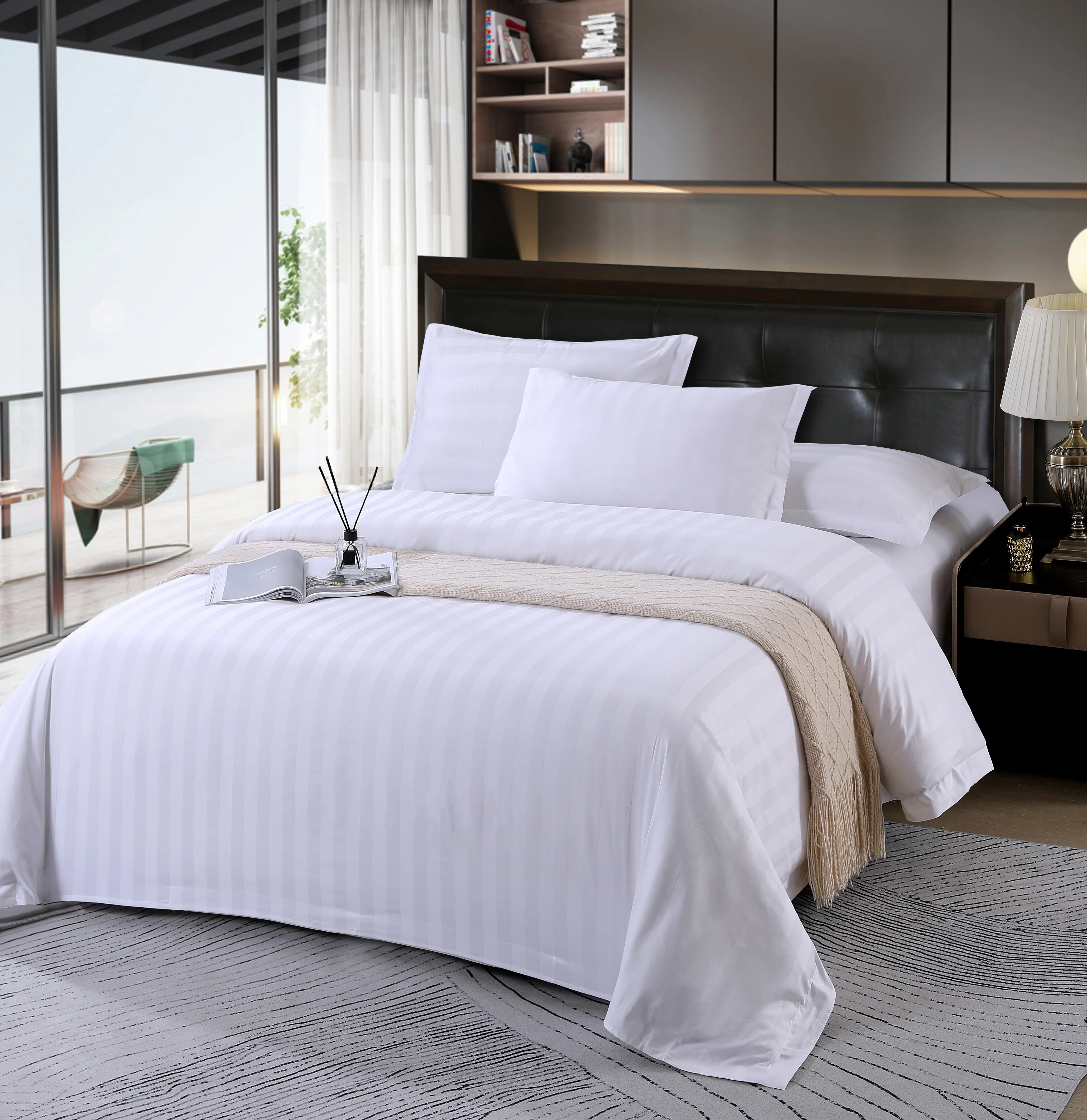 RedPine Hotel Bettwäsche 250 TC weiße Lattenbezug passende Lattenuhe Set 100 % Baumwolle Bettwäsche-Set für Hotelgebrauch